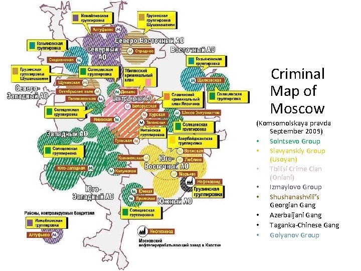 Criminal Map of Moscow (Komsomolskaya pravda September 2009) • Solntsevo Group • Slavyanskiy Group