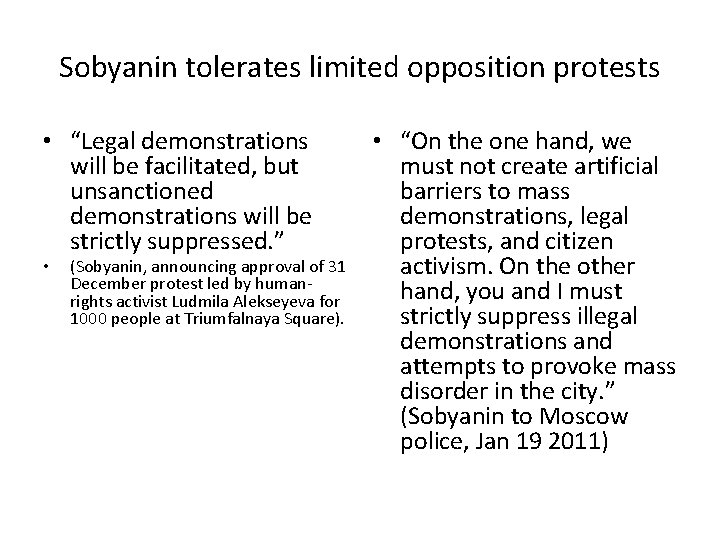 Sobyanin tolerates limited opposition protests • “Legal demonstrations will be facilitated, but unsanctioned demonstrations