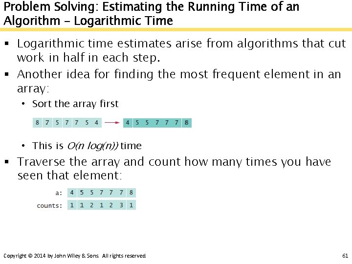 Problem Solving: Estimating the Running Time of an Algorithm – Logarithmic Time § Logarithmic