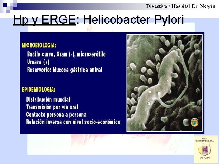 Digestivo / Hospital Dr. Negrín Hp y ERGE: Helicobacter Pylori 