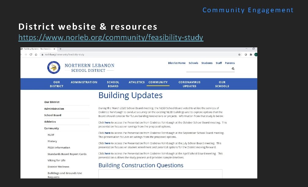 Community Engagement District website & resources https: //www. norleb. org/community/feasibility-study 