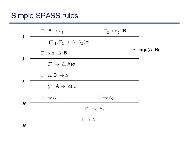 Simple SPASS rules 1 , A 1 I 2 2 , B ( 1,