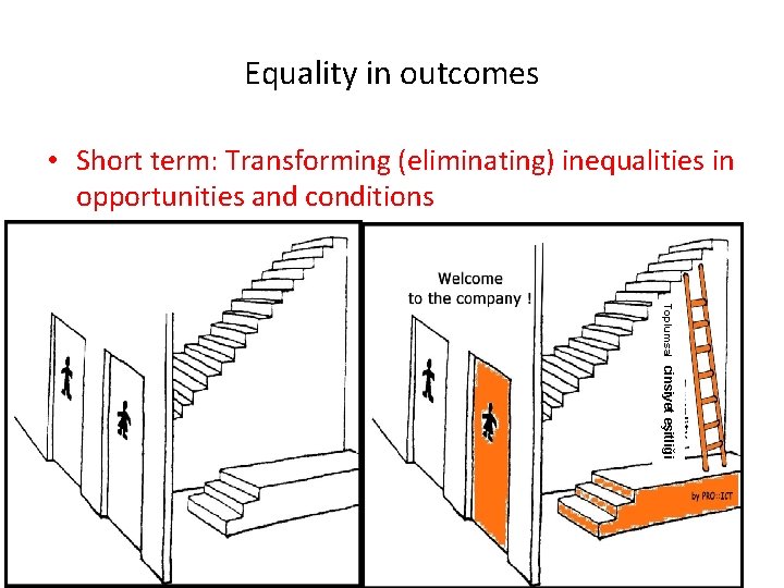 Equality in outcomes • Short term: Transforming (eliminating) inequalities in opportunities and conditions Toplumsal