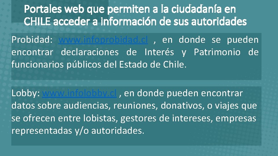 Portales web que permiten a la ciudadanía en CHILE acceder a información de sus