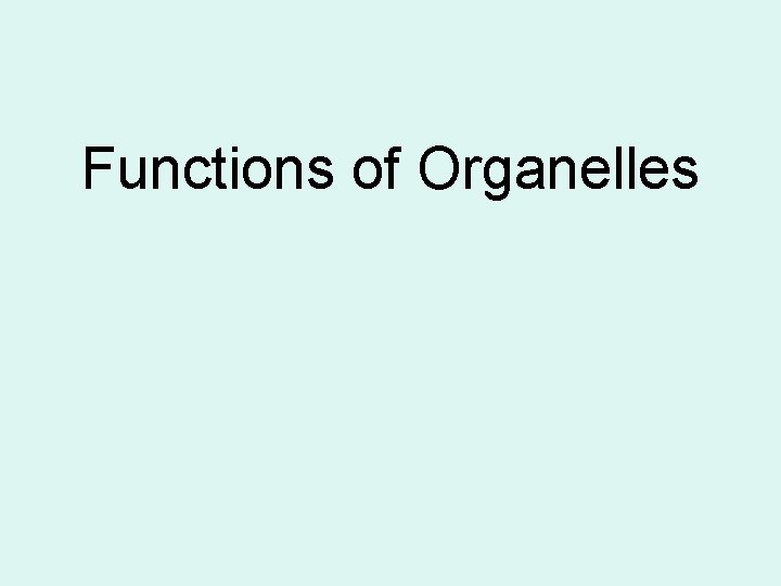 Functions of Organelles 