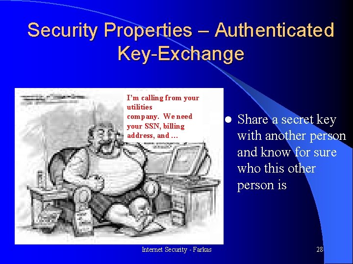 Security Properties – Authenticated Key-Exchange I’m calling from your utilities company. We need your
