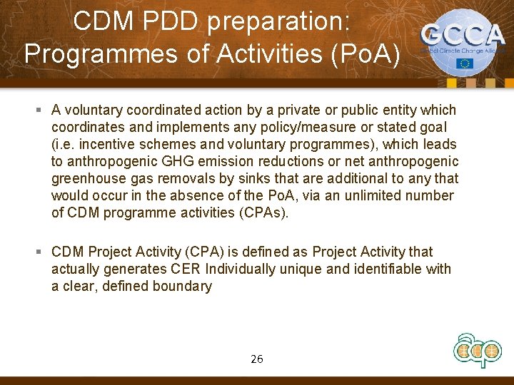 CDM PDD preparation: Programmes of Activities (Po. A) § A voluntary coordinated action by