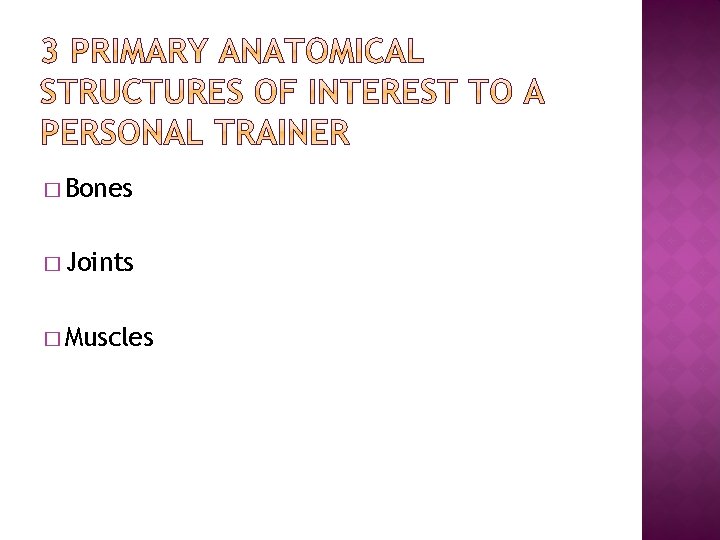 � Bones � Joints � Muscles 