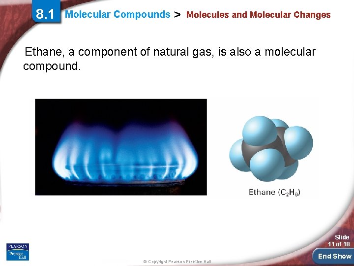 8. 1 Molecular Compounds > Molecules and Molecular Changes Ethane, a component of natural