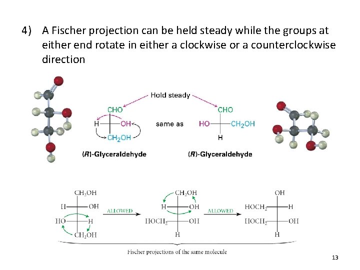 4) A Fischer projection can be held steady while the groups at either end