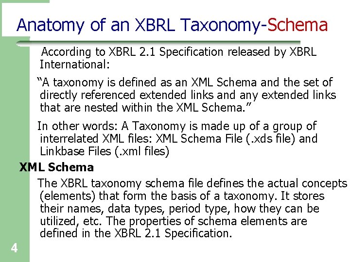 Anatomy of an XBRL Taxonomy-Schema According to XBRL 2. 1 Specification released by XBRL