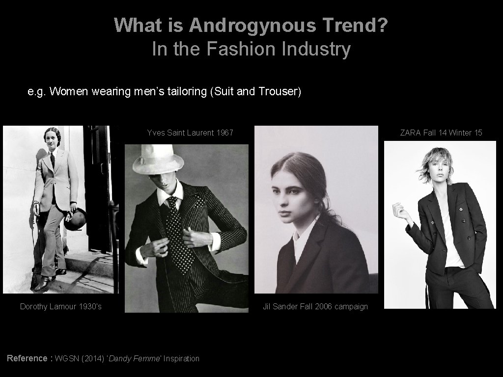 What is Androgynous Trend? In the Fashion Industry e. g. Women wearing men’s tailoring