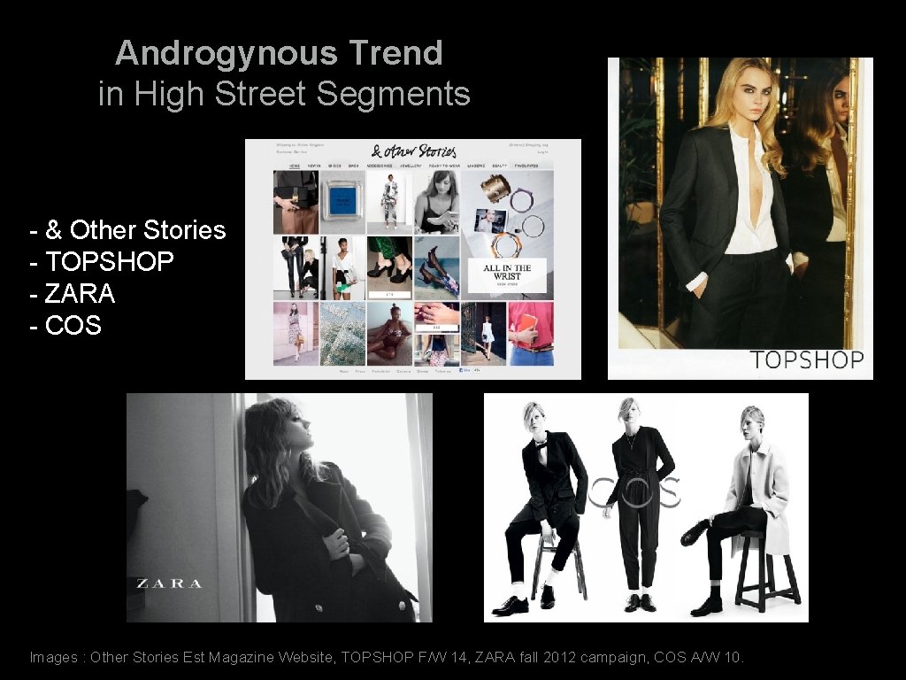 Androgynous Trend in High Street Segments - & Other Stories - TOPSHOP - ZARA