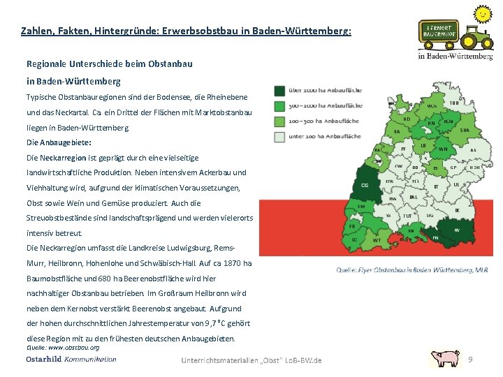 Zahlen, Fakten, Hintergründe: Erwerbsobstbau in Baden-Württemberg: Regionale Unterschiede beim Obstanbau in Baden-Württemberg Typische Obstanbauregionen