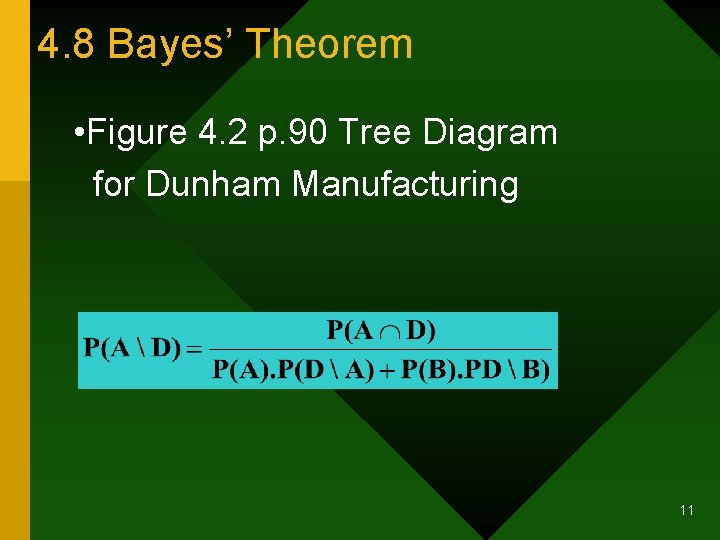 4. 8 Bayes’ Theorem • Figure 4. 2 p. 90 Tree Diagram for Dunham