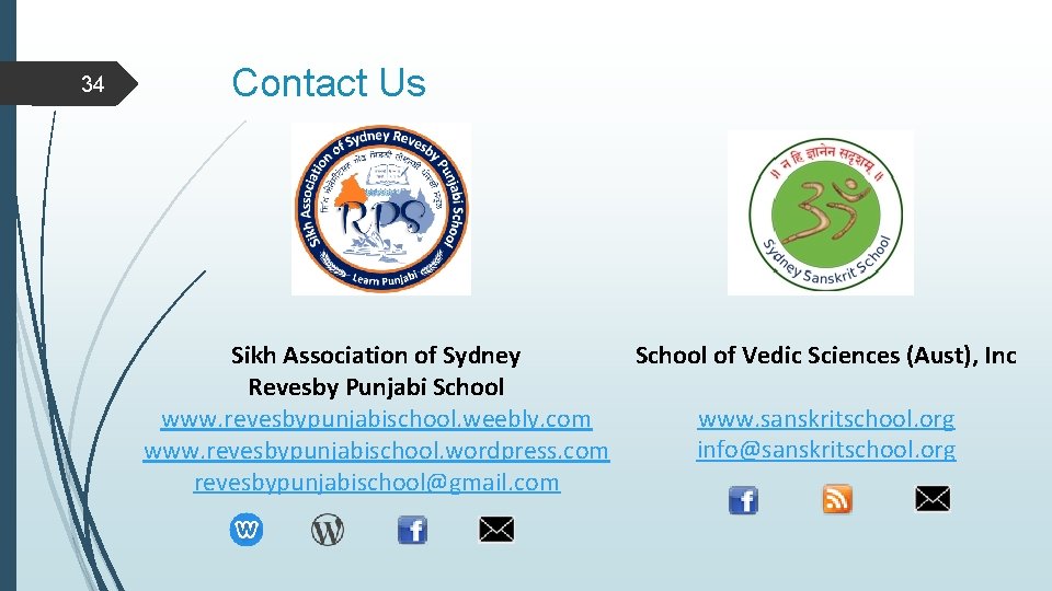34 Contact Us School of Vedic Sciences (Aust), Inc Sikh Association of Sydney Revesby