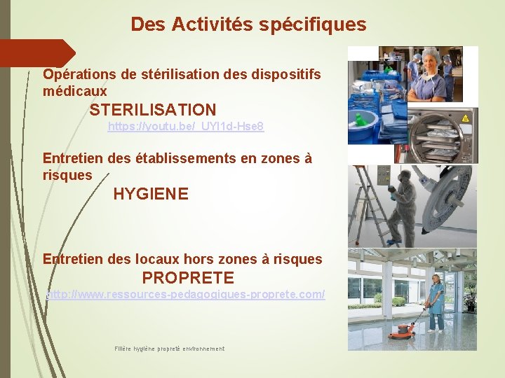 Des Activités spécifiques Opérations de stérilisation des dispositifs médicaux STERILISATION https: //youtu. be/_UYl 1