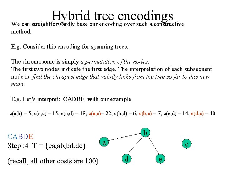 Hybrid tree encodings We can straightforwardly base our encoding over such a constructive method.