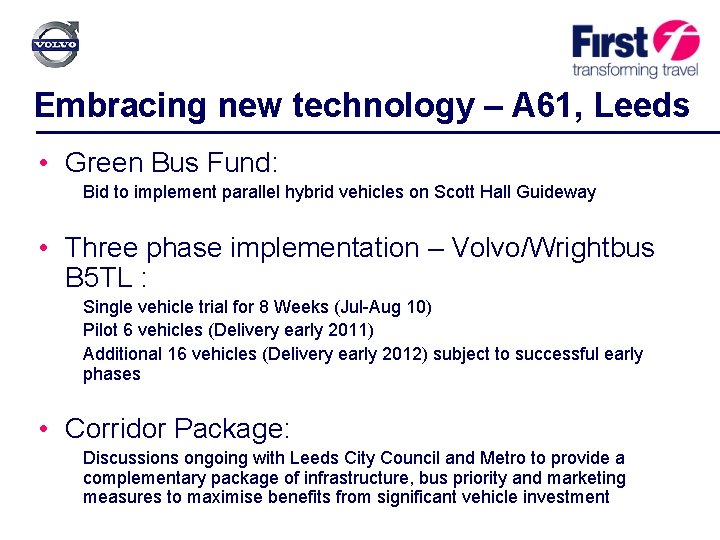 Embracing new technology – A 61, Leeds • Green Bus Fund: Bid to implement