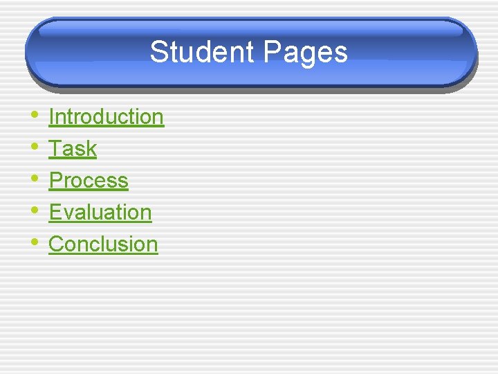 Student Pages • • • Introduction Task Process Evaluation Conclusion 