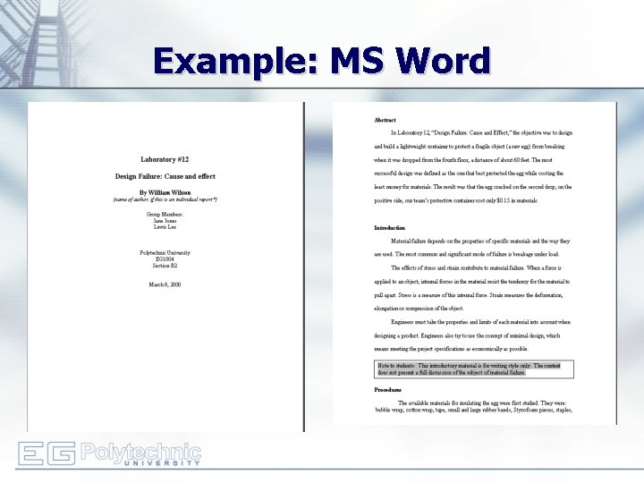 Example: MS Word 