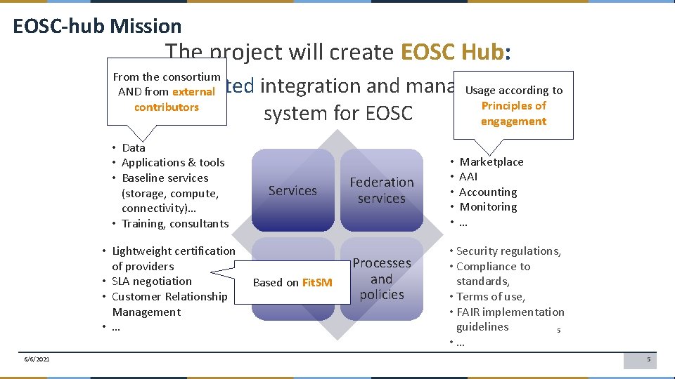 EOSC-hub Mission The project will create EOSC Hub: From the consortium AND from external