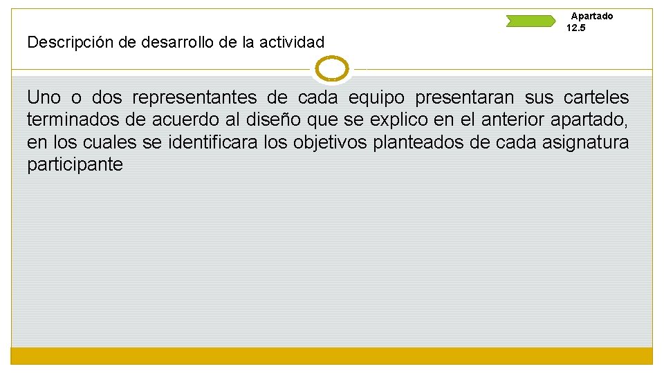 Descripción de desarrollo de la actividad Apartado 12. 5 Uno o dos representantes de