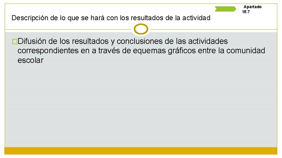 Descripción de lo que se hará con los resultados de la actividad Apartado 15.