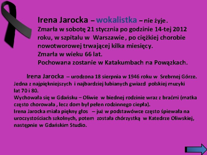Irena Jarocka – wokalistka – nie żyje. Zmarła w sobotę 21 stycznia po godzinie