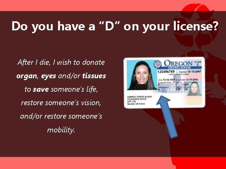 Do you have a “D” on your license? After I die, I wish to