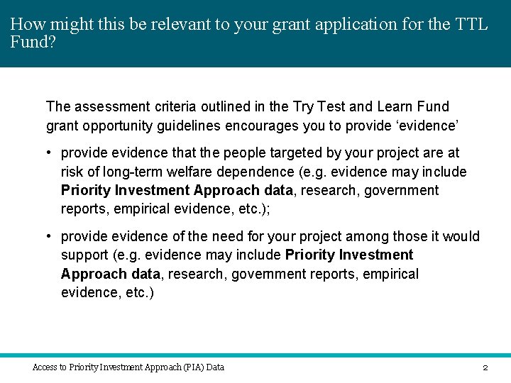 How might this be relevant to your grant application for the TTL Fund? How