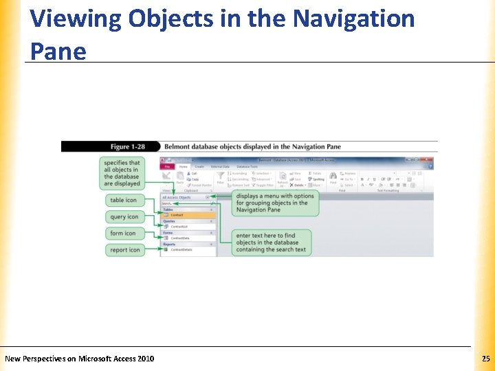 Viewing Objects in the Navigation Pane New Perspectives on Microsoft Access 2010 XP 25
