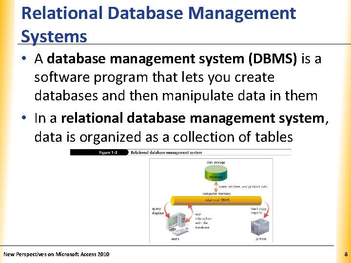 Relational Database Management Systems XP • A database management system (DBMS) is a software