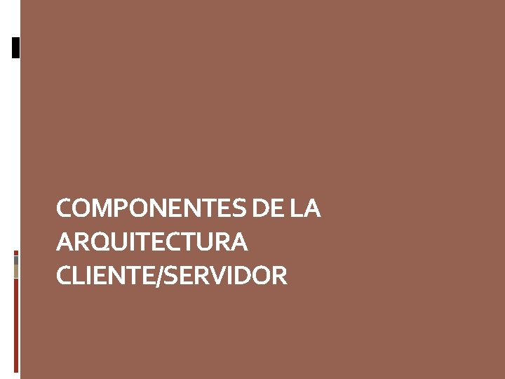 COMPONENTES DE LA ARQUITECTURA CLIENTE/SERVIDOR 