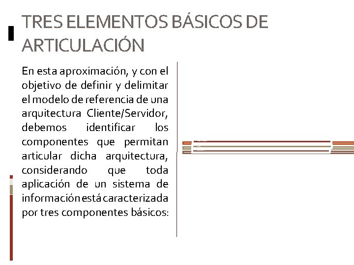 TRES ELEMENTOS BÁSICOS DE ARTICULACIÓN En esta aproximación, y con el objetivo de definir