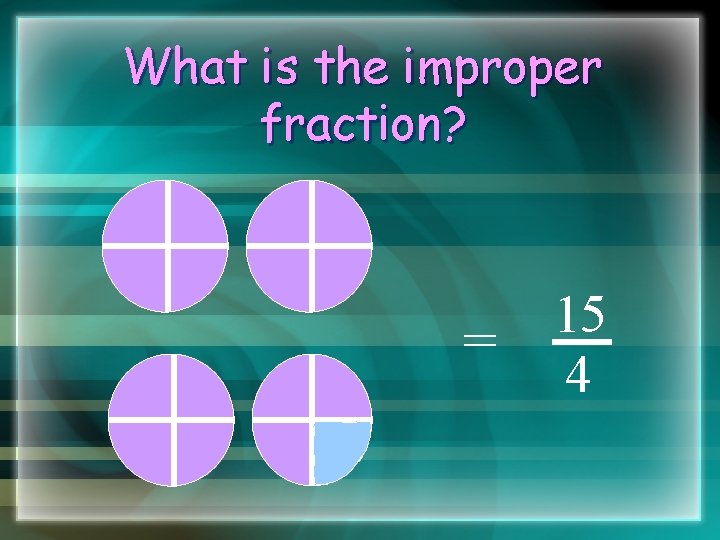 What is the improper fraction? = 15 4 