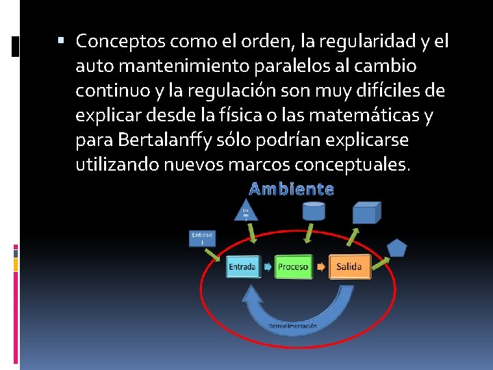  Conceptos como el orden, la regularidad y el auto mantenimiento paralelos al cambio