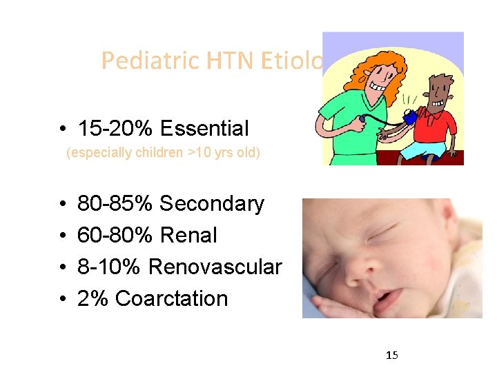 Pediatric HTN Etiology • 15 -20% Essential (especially children >10 yrs old) • •