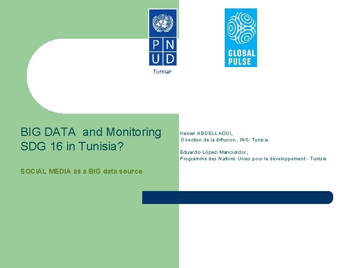 October 2015 BIG DATA and Monitoring SDG 16 in Tunisia? SOCIAL MEDIA as a