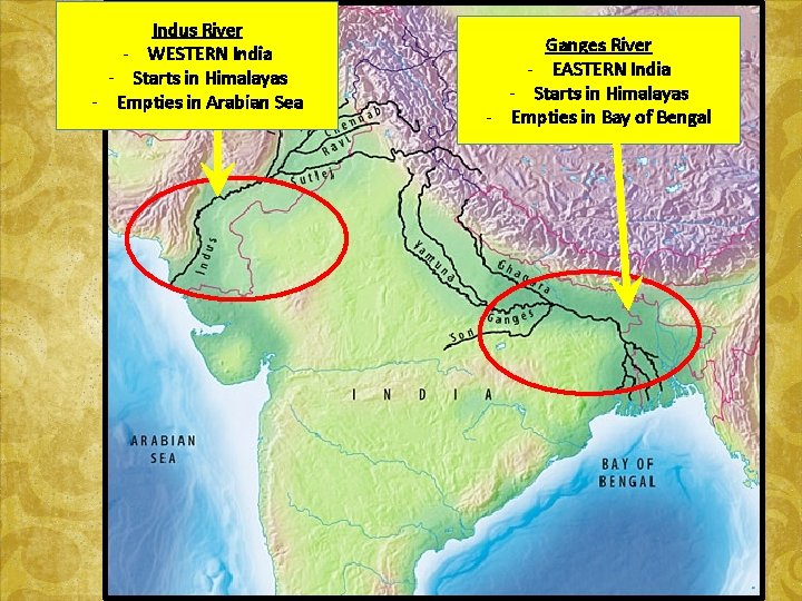 Indus River - WESTERN India - Starts in Himalayas - Empties in Arabian Sea