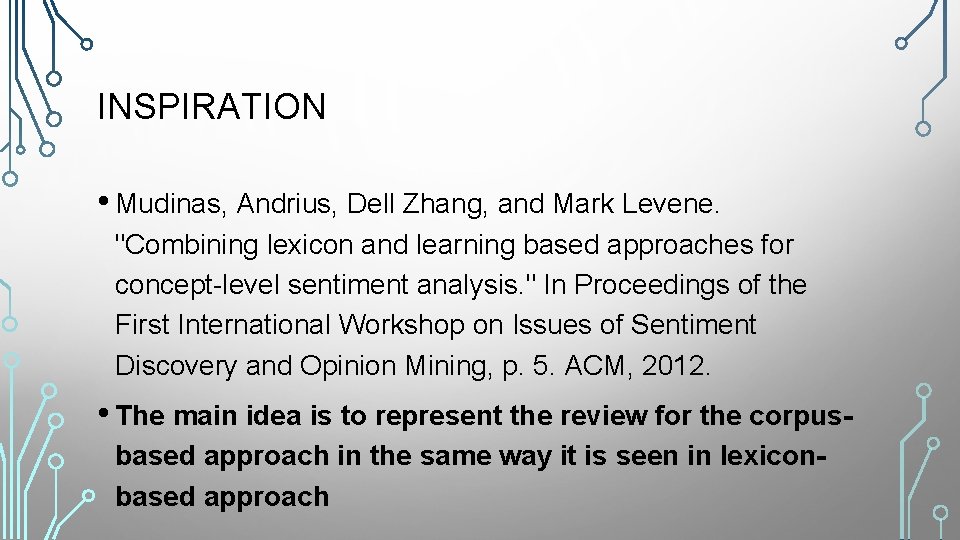 INSPIRATION • Mudinas, Andrius, Dell Zhang, and Mark Levene. "Combining lexicon and learning based