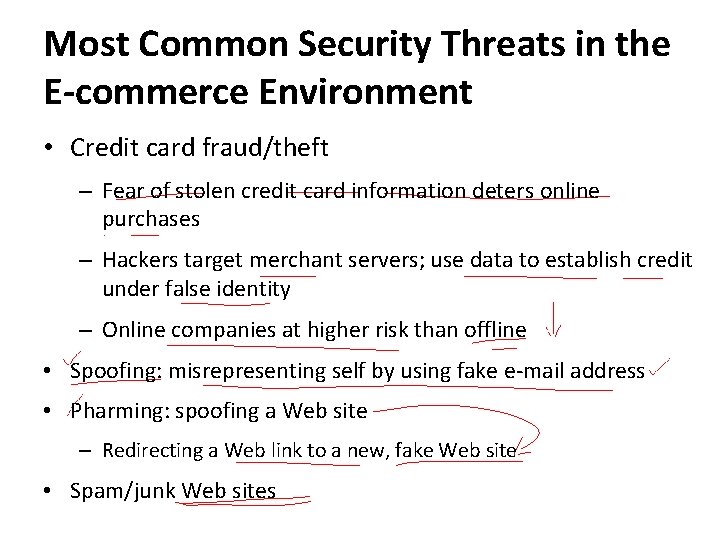 Most Common Security Threats in the E-commerce Environment • Credit card fraud/theft – Fear