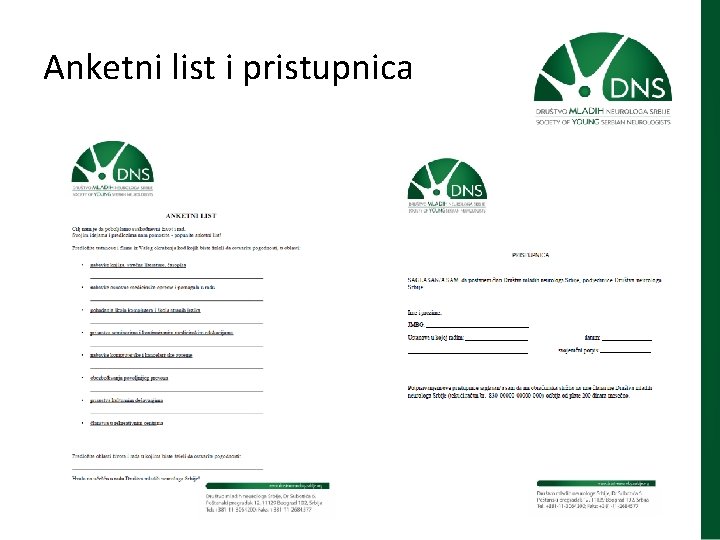 Anketni list i pristupnica 