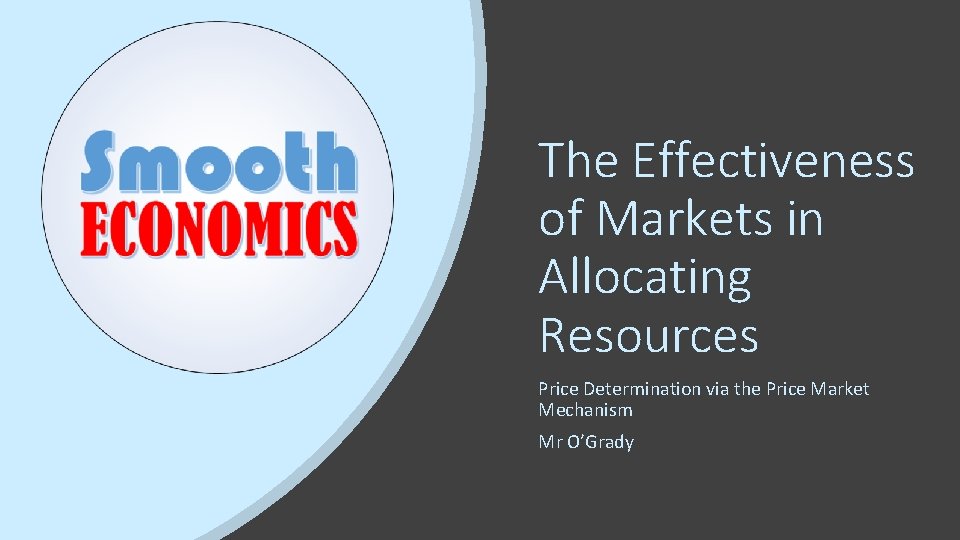The Effectiveness of Markets in Allocating Resources Price Determination via the Price Market Mechanism