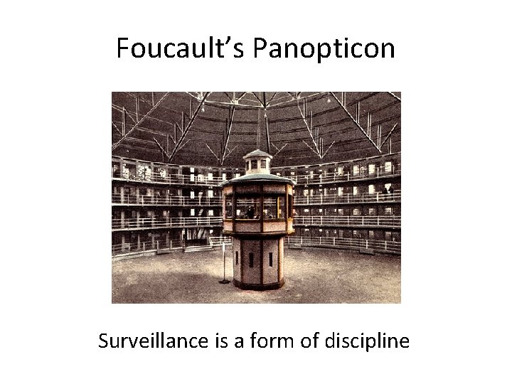 Foucault’s Panopticon Surveillance is a form of discipline 