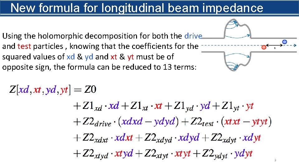 New formula for longitudinal beam impedance Using the holomorphic decomposition for both the drive