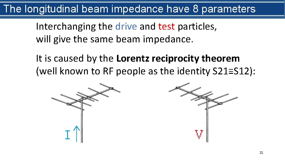 What is beam impedance? The longitudinal impedance have 8 parameters Interchanging the drive and