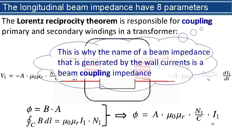 What is beam impedance? The longitudinal impedance have 8 parameters The Lorentz reciprocity theorem