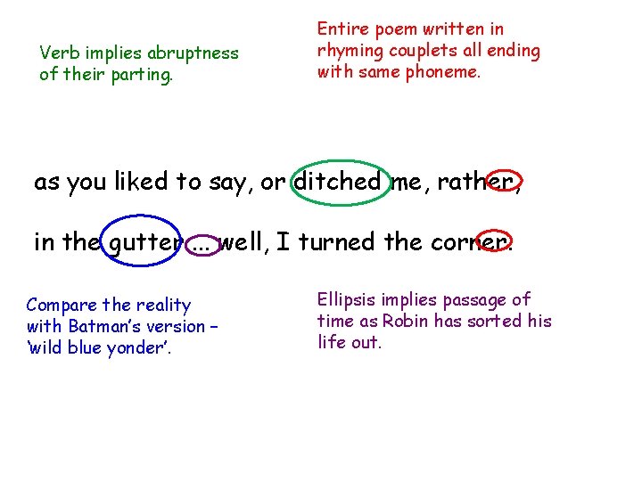 Verb implies abruptness of their parting. Entire poem written in rhyming couplets all ending