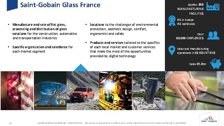 Saint-Gobain Glass France • Manufacture and sale of flat glass, processing and distribution of